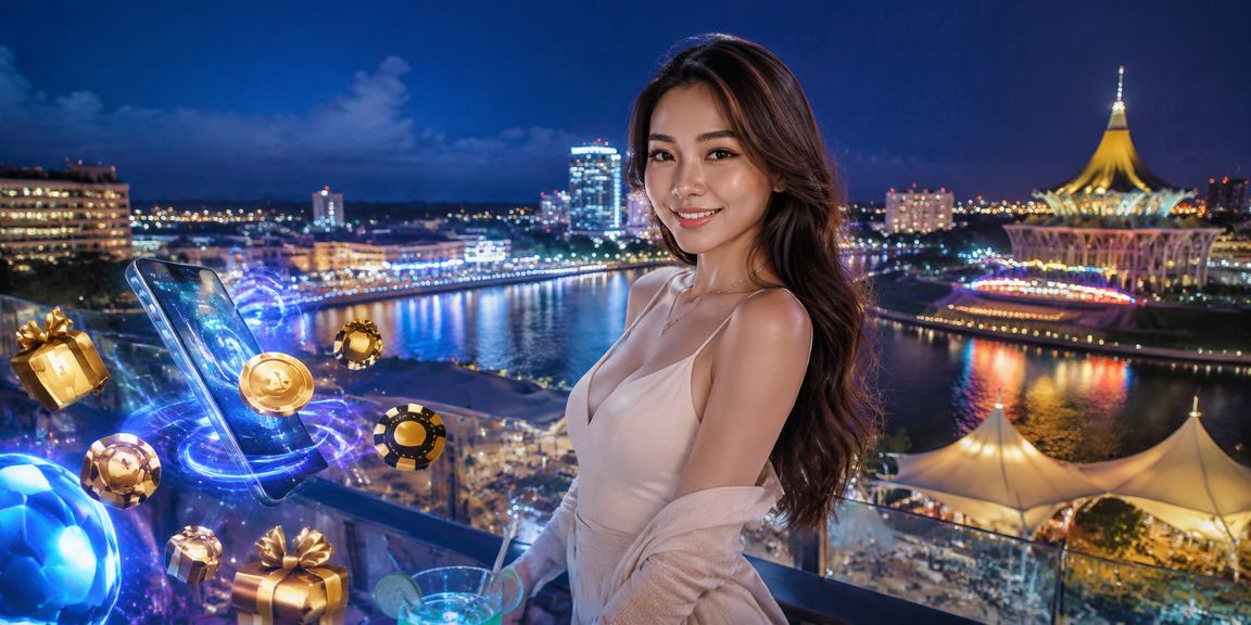 Pengguna menyemak odds pertaruhan di Kuching dalam gaya tempatan