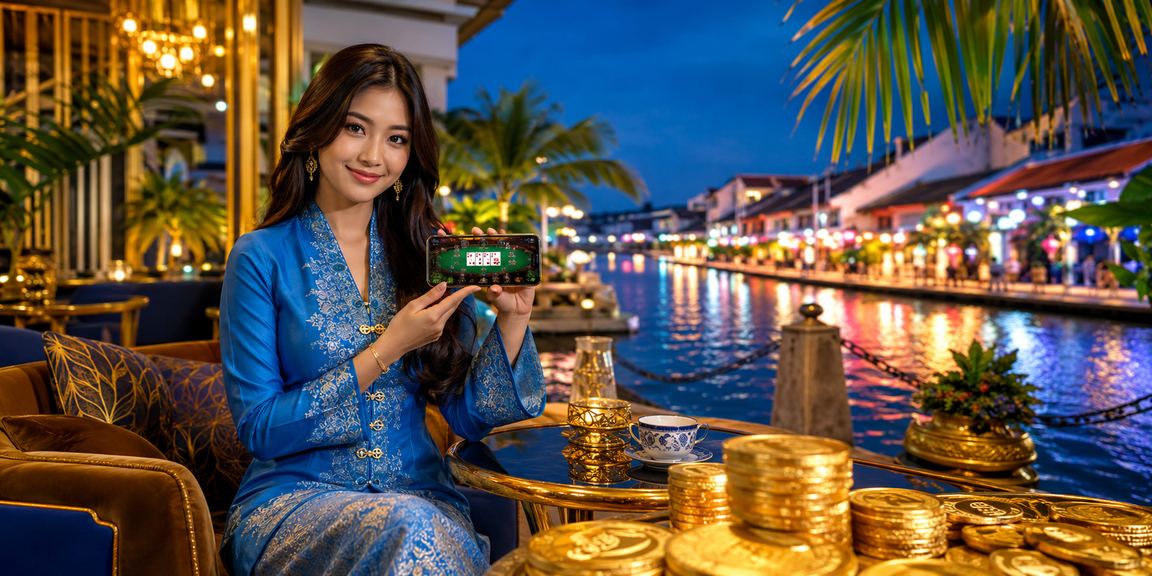 Permainan poker di Melaka dengan pemakaian baju kurung tradisional