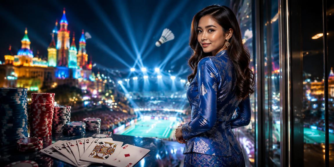 Suasana permainan kad poker Malaysia dengan pakaian baju kurung yang elegan